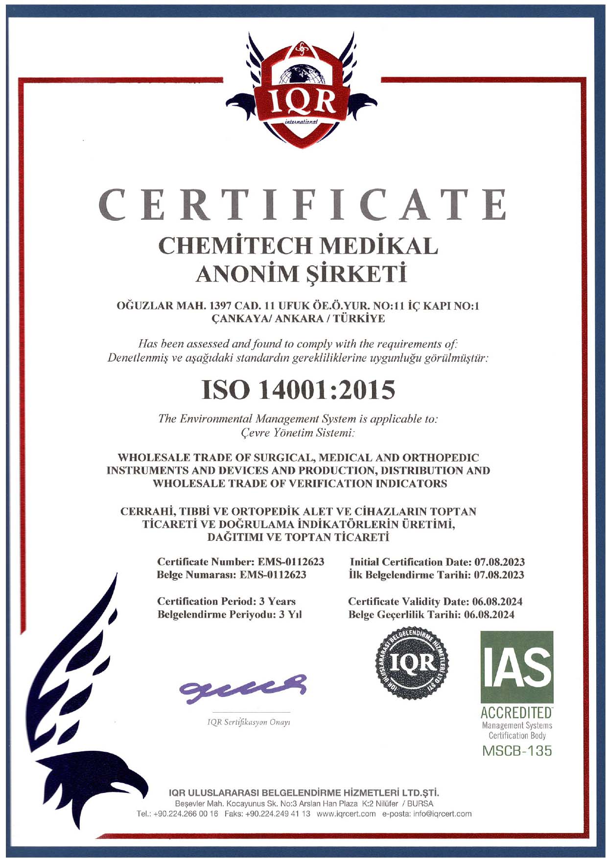Sertifikalarımız – Chemitech